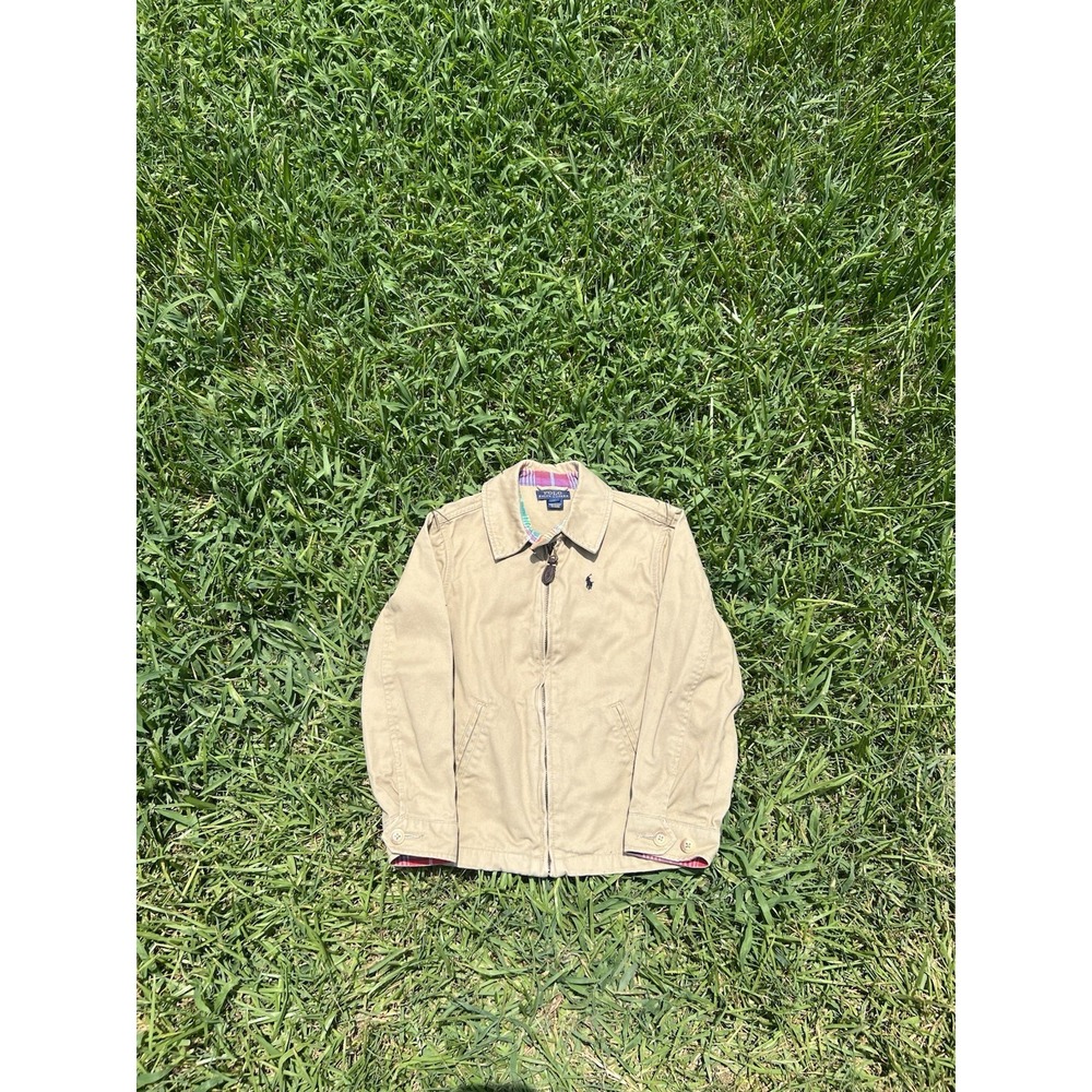 Vintage Polo Ralph Lauren Harrington Full Zip Jacket Youth Boys Size S Khaki